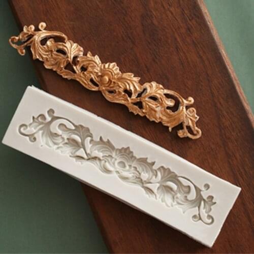 Retro long lace silicone mold DIY fondant chocolate kitchen baking utensils epoxy resin clay plaster candle crafts accessories