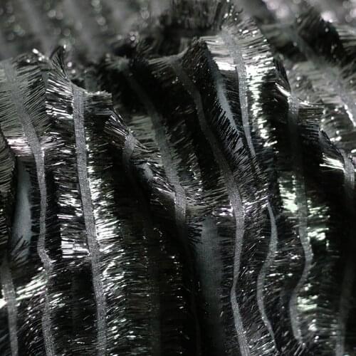 100cm*112cm Glitter Black Orange Silk Lace Fabric Dance Stage Decoration Material For Gown