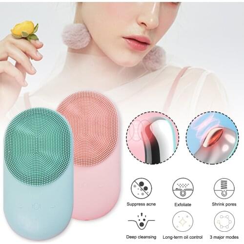 Sonic Facial Cleaning Brush Hot Compress 9 Modes Face Scrubber Deep Cleaning Face Brush Device
