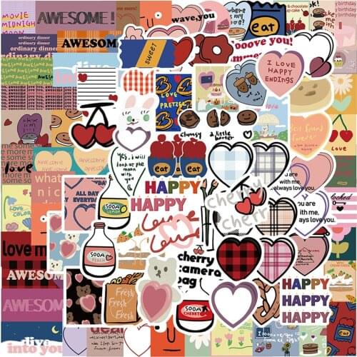 10/50/90PCS INS Style Cute Sweet Heart Aesthetic Stickers Creative Handbook Diary Phone Case Decoration Graffiti Sticker Kid Toy