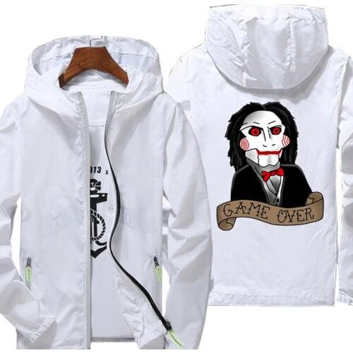 Men hooded windbreaker coat Saw spring and autumn sunscreen slim casual coat fashion jacket running sports