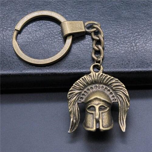 Vintage Antique Bronze Color 34x30x18mm Helmet Charms Pendants DIY Men Car Key Chain Ring Holder Keyring Jewelry Gift