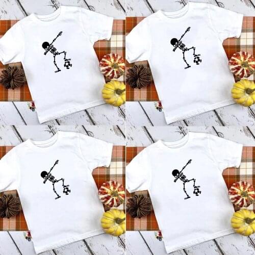 Funny Kids T shirt Dabbing Skeleton Football Print Fashion Toddler Boys Girls Tees Casual Short Sleeve T-shirt Tops Outfit