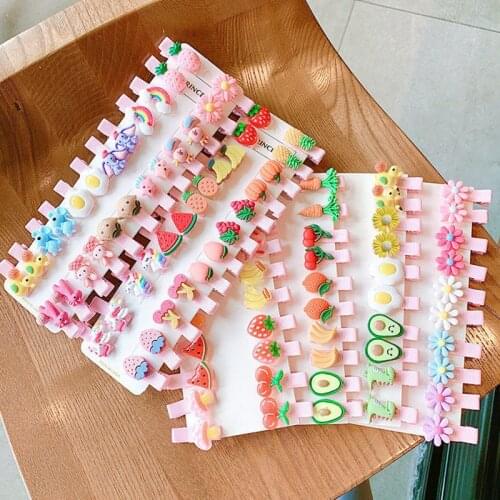 10PCS/Set New Cartoon Flower Fruits Hair Clips For Girls Hair Holder Sweet Hairpins Headband Barrettes Fashion Hair Accessories