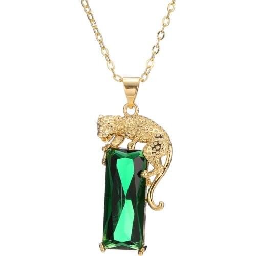 WENDYFO New Arrive Women Fashion Leopard Necklace Pendant For Ladies Elegant Zircon Animal Chain Necklaces Female Jewelry