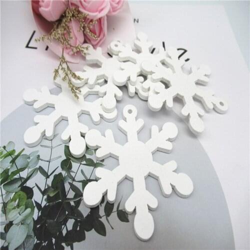 10pcs Excellent Quality Wood White hollow snowflake with holesn wood Pendant Scrapbooking Handmade Carft for Home decoration diy