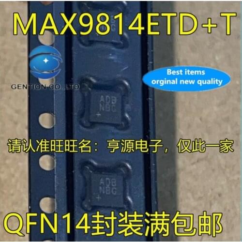 10PCS MAX9814 MAX9814ETD+T printing ADB QFN14 audio power amplifier in stock 100% new and original