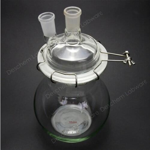 10000ml,24/40,Glass Reactor,Two-Neck,10 Litre,Flat Bottom Reaction Kettle,With Clamp & Lid