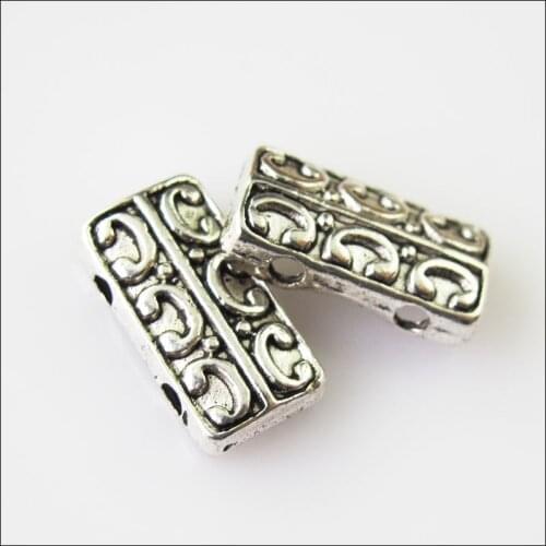 15 New 2-2Holes Bars Connectors Charms Tibetan Silver Tone Spacer Beads 12x15mm