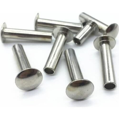 20pcs M6 nickel plated big flat head rivets oblate headed semi hollow rivet tap hit rivetings knock riveting 32mm-60mm long