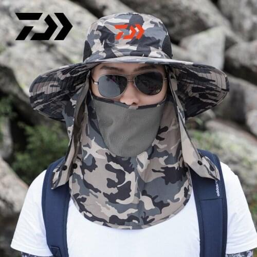 2020 Man Cap Daiwa Fishing Sun Hat Foldable Outdoor Climbing Winter Warm Hat UV Protection Sunshade Hat Big Eaves Adjustable Hat