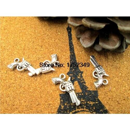 25pcs--un Charms,Antique silver handguns Pistols uns Charms Pendants 19x14mm