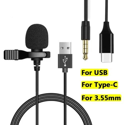 3.55mm Microphone Clip Tie Collar for Mobile Phone Speaking in Lecture 1.5m Type C Bracket Clip Vocal Audio Lapel USB Microphone