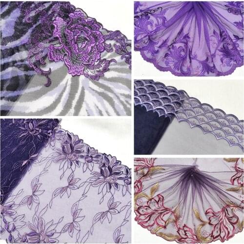 3 Yards Exquisite Dark Purple Embroidered Mesh Lace Item Handmade DIY Garment Sewing Fabric Doll Clothing Accessories 257