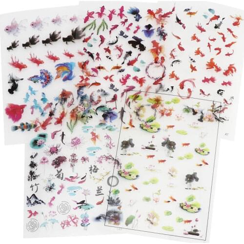 5 Sheets Mix Fish Epoxy Resin Molds UV Resin Stickers Filler Resina Silicone Molds Crystal Sticker Jewelry Making Tools