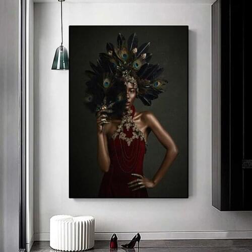 African Art Black and Gold Woman abstract art Canvas Painting HD Hoom Decor living room wall Figure picture Modern art painting