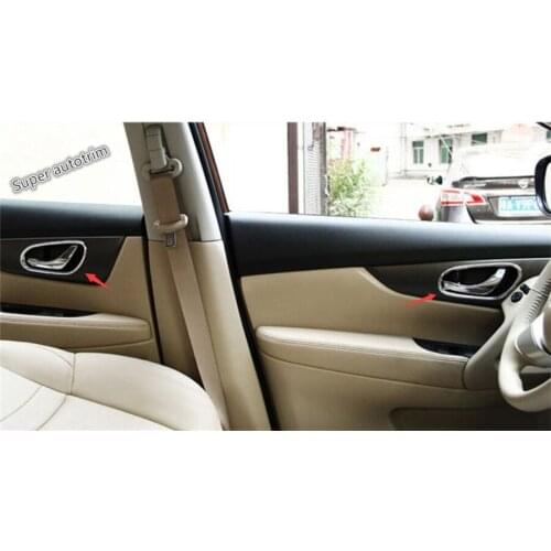 Lapetus Accessories Fit For Nissan Rogue / X-trail 2014 - 2020 Chrome Inner Door Pull Doorknob Handle Bowl Cover Trim