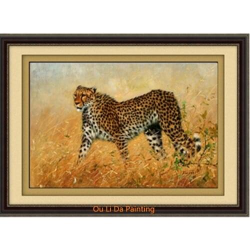 Free shipping animal leopard landscape oil painting canvas painting prints on canvas wall art decoration frameless picture