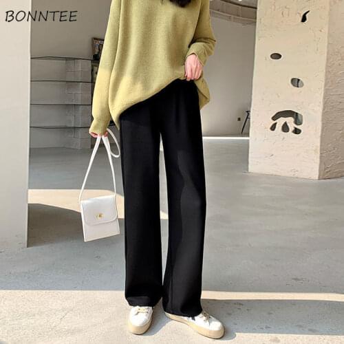 Summer Elastic Pants Women Fashion Simple High Waist New Pure Color All-match Ulzzang Wide Leg Streetwear Female Leisure Trouser