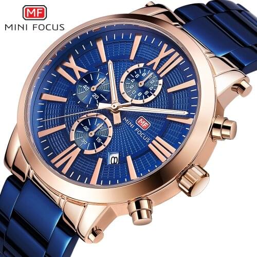 MINI FOCUS Quartz Watch Men Luxury Watches Mens 2021 Top Brand Chronograph Wristwatch Steel Strap Clock Boyfriend reloj hombre