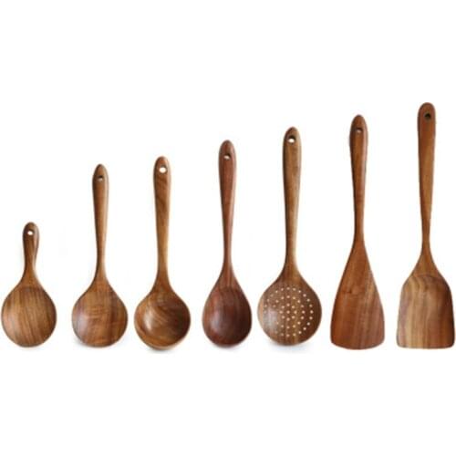 Wooden Spatula Rice Soup Spoon Colander Kitchen Utensils Tableware Dinnerware