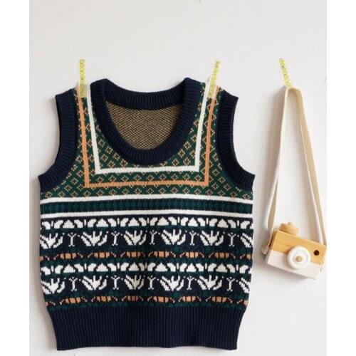 2021 Kids vest knitted autumn winter kids outerwear waistcoat