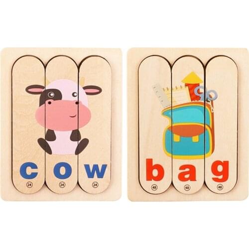 Long Strip English Word Puzzle Wooden Kids Toy Jigsaw Board Letter Matching Educational Toys for Children