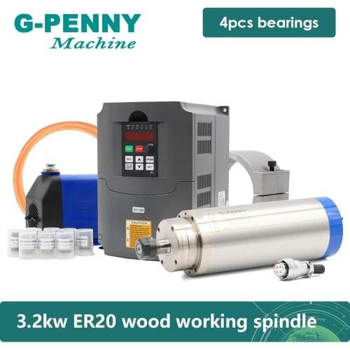 New Arrival! 3.2KW ER20 wood working spindle motor with FULLING 3.7KW Variable Frequency VFD 100MM bracket 75W pump