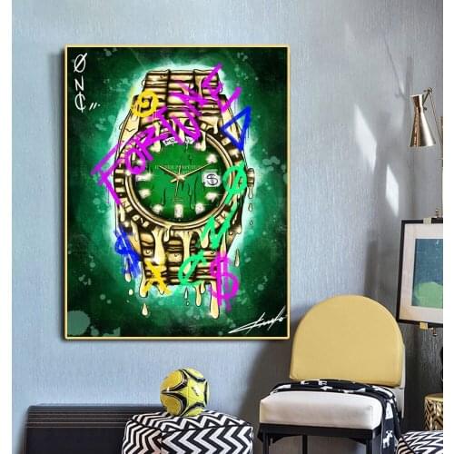 Graffiti Pop Art Nordic Colorful Watch Printing Canvas Painting Cuadros Posters HD Printed Wall for Scandinavian Room Decor Gift