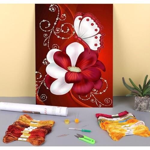 Animal Butterfly Flower Printed Canvas 11CT Cross-Stitch Full Kit Embroidery DMC Threads Handicraft Sewing Handiwork Sales