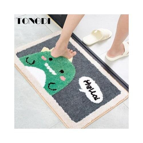 TONGDI Bathroom Carpet Mats Cartoon Children Soft Shower Absorbent Fiber Suede Non-slip Sop Rug Decoration For Home Bathroom