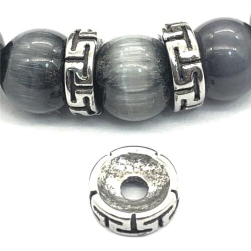 2mm Hole 316L Stainless steel Retro Round Beads Charms Spacer Beads for Bracelet Jewelry Making