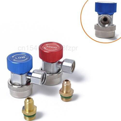 Best selling 134a adjustable air conditioner quick connector refrigerant meter fluorine adding valve (red and blue pair)