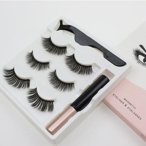 3 Pairs Bulk Mix Magnetic Eyelashes False Eyelash Tweezers Wholesale Magnetic Eyeliner Waterproof Liquid Long Lasting Lash
