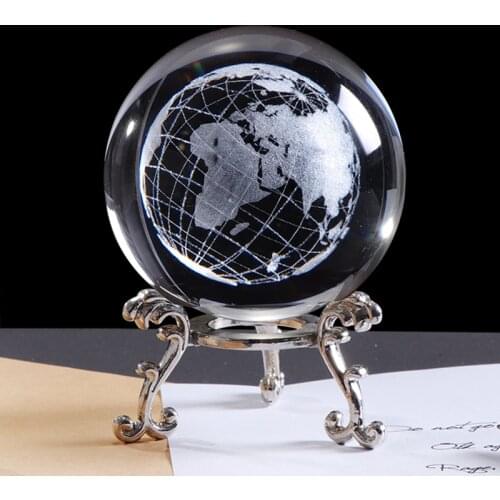 60mm 3D Crystal Earth Ball Miniature Model Globe Laser Engraved Crystal Craft Sphere Home Decoration Accessories Gift Ornament