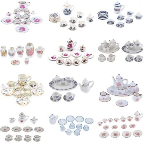 6/7/8/11/15pcs 1:12 Dollhouse Miniature Plate Drink Cup Dish Bowl Tableware Set Toy Doll Food Kitchen Living Room Accessories