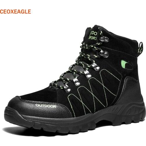Men Mountain Shoes Waterproof Pu Leather Shoes Climbing & Fishing Shoes New Popular Outdoor Shoes Breathable Warm Big Sizes 48