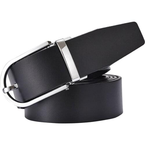 TJ-Tianjun New Cowhand Leather Cut Mens Button Leather Belt Youth Business Formal Casual Leather Solid Color Belt DYROREFL C408