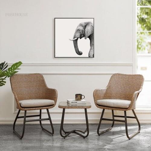 3-piece Minimalist Modern PE Rattan Living Room Set Furniture Leisure Balcony Living Room Set Outdoor Garden Living Room Sets