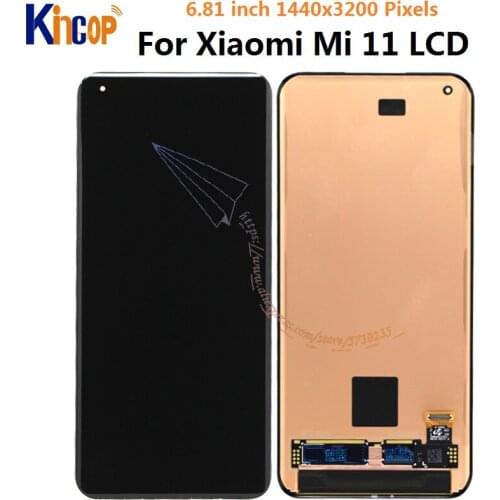 6.81'Super amoled original lcd display for xiaomi mi 11 lcd display with frame touch screen digitizer for mi 11 lcd display