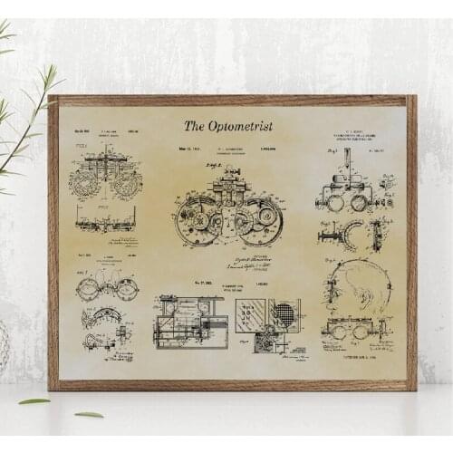 Optometry Patent Posters and Prints Optometrist Gifts Optician Medical Tools Blueprint Art Canvas Painting Pictures Wall Decor