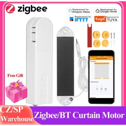 Tuya Smart Life Zigbee Curtain Blind Switch for Roller Shutter Blind Motor Solar Powered BT Control Work With Alexa Google