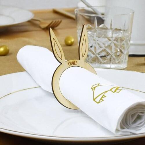 Personalized Easter Rabbit Wood Napkin Rings Easter Table Decor Bunny Ear Rabbit Laser Cut Napkin Ring Holder