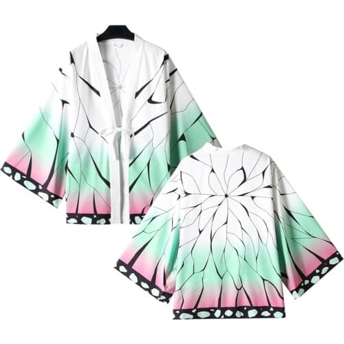 Anime Demon Slayer Kimetsu no Yaiba Kochou Shinobu Cloak Haori Cosplay Costume Japanese Men Women Daily Casual Kimono Yukata