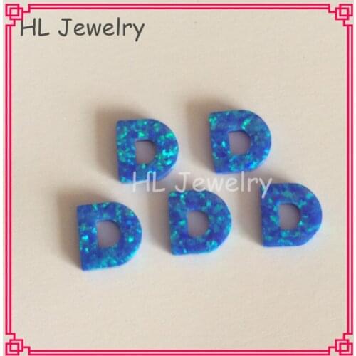 Synthetic Opal Letters Pendant 100PCS/Lot Op05 DarK Blue Letter D 10MM Initial Opal Letter Pendant Jewelry