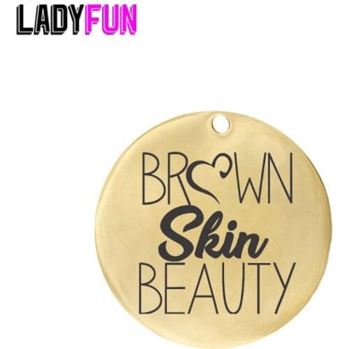 Ladyfun Afro Woman Stainless Steel Charms- Brown Skin Beauty Charm for jewelry making