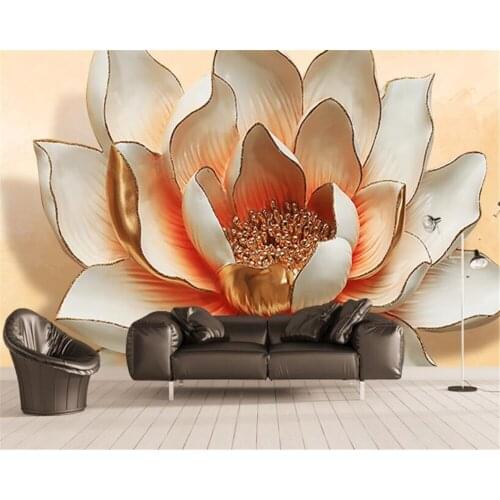 Custom room background wall wallpaper for walls 3 d stereo relief lotus TV sofa background wall Decorative wallpaper beibehang