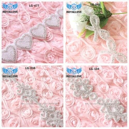 4 Yards Clear Stoned Appliques Bridal Headband Sash Belt Crystal Patches Shiny Rhinestones Appliques Trim For Wedding Dresses