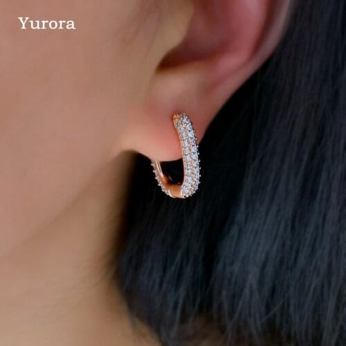 Modern Colorful Hoop Earrings For Women Full Zircon Stone Rose Gold black 5 Colors Luxury Piercing Earrings Fashion Jewelry 2021