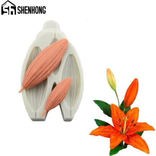 SHENHONG Flower Bud Silicone Cake Mold Party Lily Lace Shape Gum Paste Sugar Craft Chocolate Fondant Pastry Decorating Mould